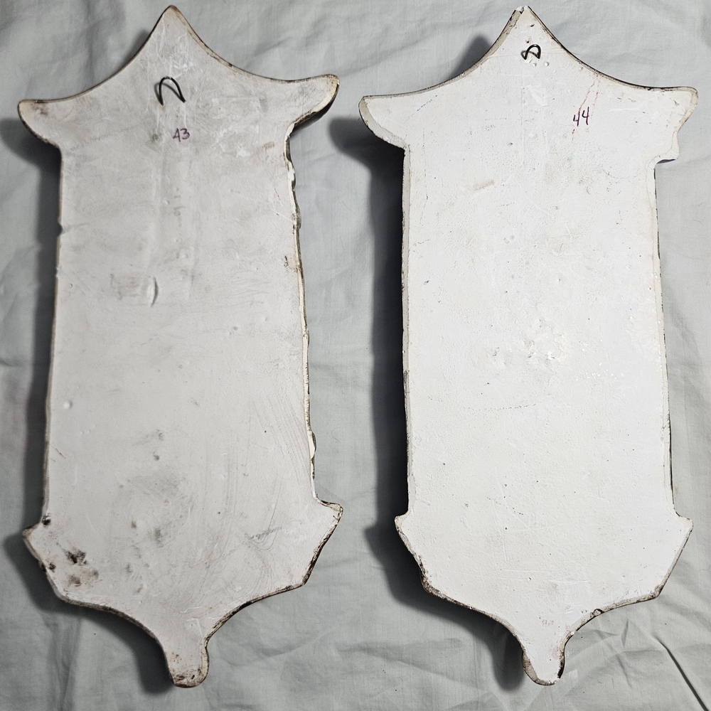 1930's Asian Man Woman Wall Plaque Pair Chalkware 14" - Picture 2 of 4